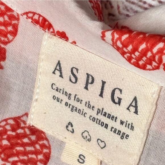 Aspiga Cecilia Floral Pineapple Soft Organic Cotton Button Down Blouse Top Small - Picture 6 of 12